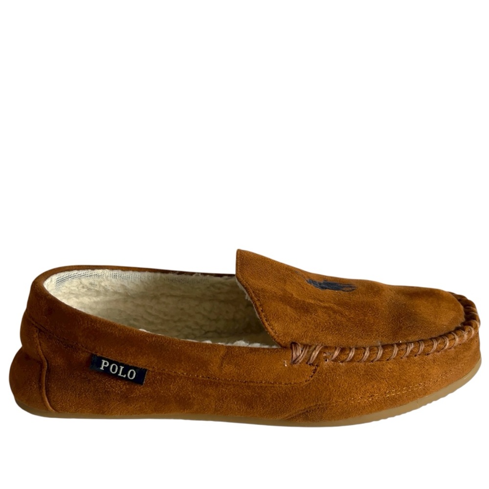 POLO RALPH LAUREN Men’s Brown Dezi Pony Microsuede Moccasins Slippers Size 11